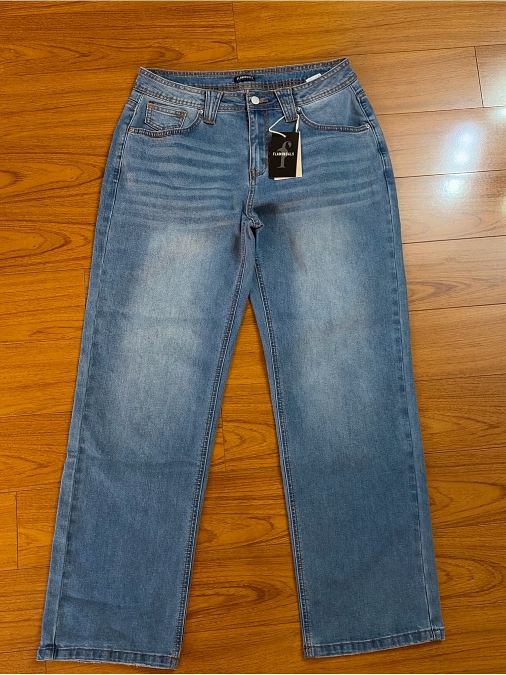 Flamingals Cut Jeans for Women - Trendy Stretch Denim Pants Size L